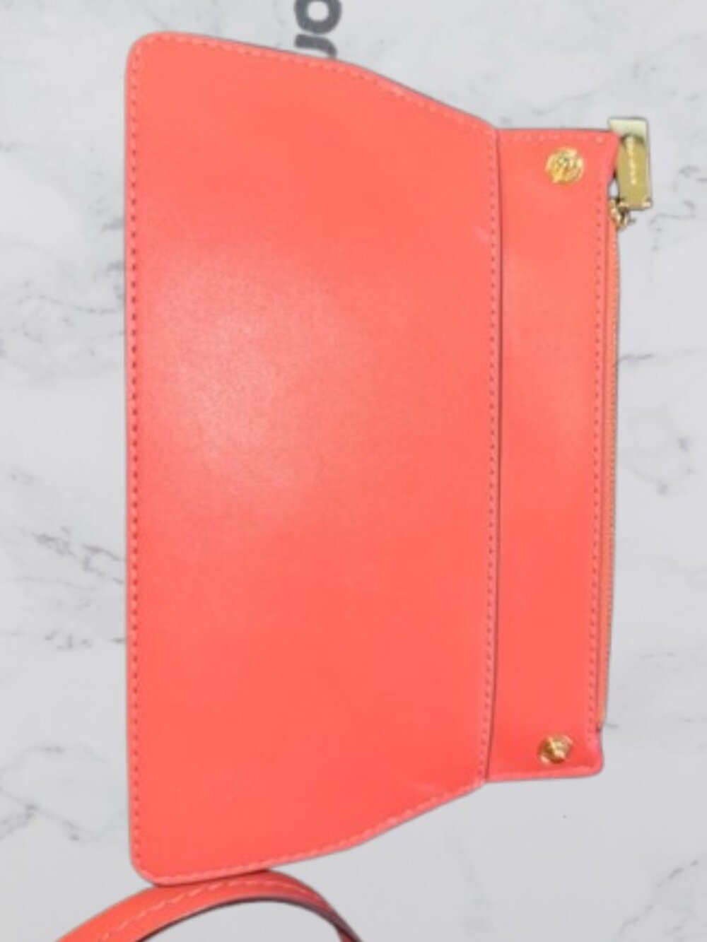 MICHAEL KORS Leather Medium MERCER GALLERY Drawstring Bucket Bag-Coral/Pink - Picture 10 of 15